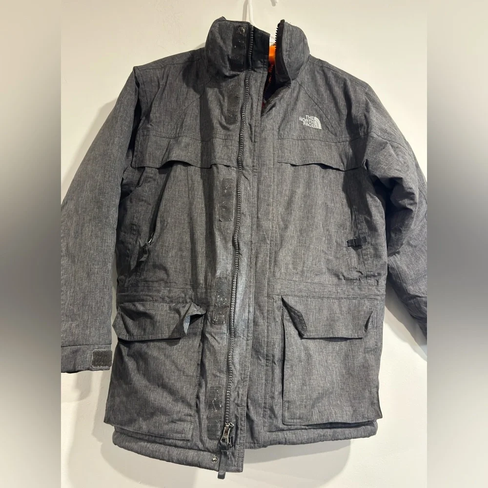 The North Face Gray Insulated Parka Jacket Hooded Orange Lined(Read Description)